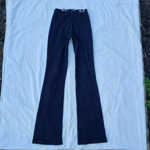 G-IV Metal Ring Grommet Dark Deep Blue Stretch Bootcut Blue Jeans - Size 5 - Picture 2 of 12